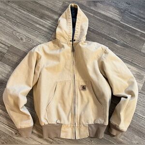 vintage Carhartt hooded, quilted-lined duck canvas jacket model JQ29 Youth L/XL